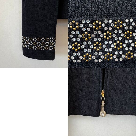 St. John Evening Embellished Black and Gold Jacket Size 8 - Picture 8 of 8